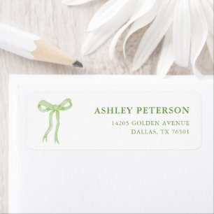 Coquette Green Bow Bridal Shower Return Address Label