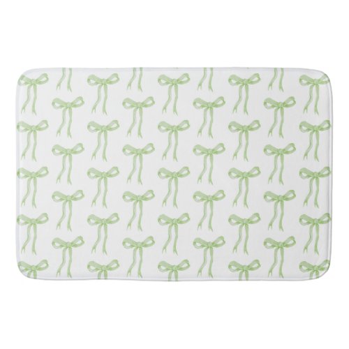 Coquette Green Bow Ribbon Girly Bath Mat