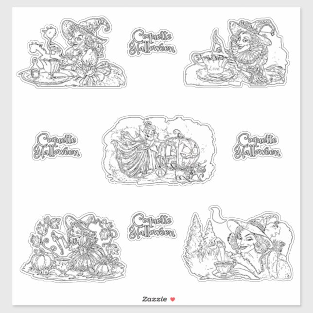 Coquette Halloween black and white version!  Sticker (Sheet)