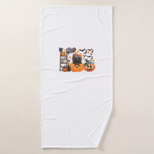 Coquette Halloween Cute Cat Bows Pumpkin Spooky Se Bath Towel