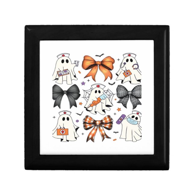 Coquette Halloween Ghost Nurse Classic T-Shirt Gift Box (Front)
