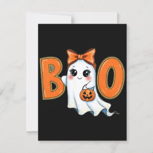 Coquette Halloween Girly Boo Ghost Aesthetic 2025 Postcard