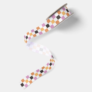 Coquette Halloween Party Checkerboard Checkered Satin Ribbon