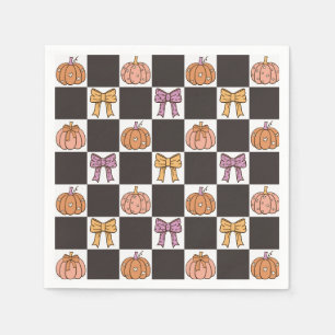 Coquette Halloween Party Girly Pumpkin Bow Preppy Napkins