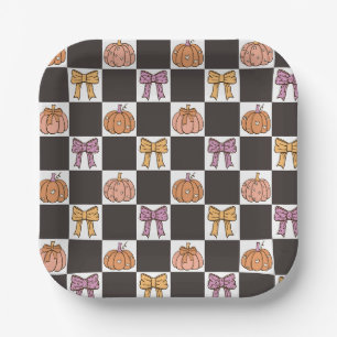 Coquette Halloween Party Girly Pumpkin Bow Preppy Paper Plates