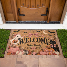 Coquette Halloween Pink Bow Ghost Black Cat Family