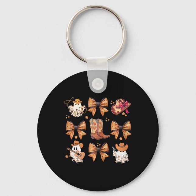 Coquette Halloween Pumpkin Bow Coquette Bow Coquet Keychain (Front)