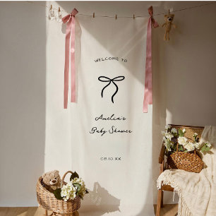 coquette hand drawn baby shower banner