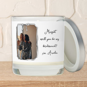 Coquette Hand Drawn Bow Bridesmaid Proposal Photo Scented Candle