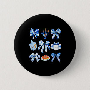 Coquette Hanukkah Bow Jewish Bow Menorah Bow Women Button