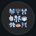 Coquette Hanukkah Bow Jewish Bow Menorah Bow Women Classic Round Sticker<br><div class="desc">Coquette Hanukkah Bow Jewish Bow Menorah Bow Women Girls</div>
