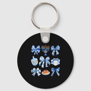 Coquette Hanukkah Bow Jewish Bow Menorah Bow Women Keychain