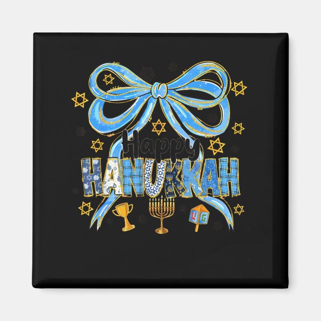 Coquette Hanukkah Bow Jewish Bow Menorah Bow Women Magnet (Front)