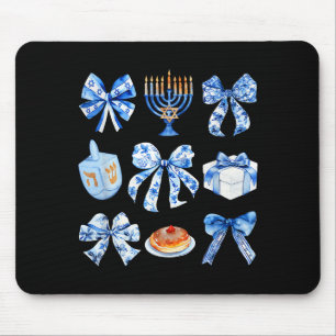 Coquette Hanukkah Bow Jewish Bow Menorah Bow Women Mouse Pad