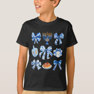 Coquette Hanukkah Bow Jewish Bow Menorah Bow Women T-Shirt