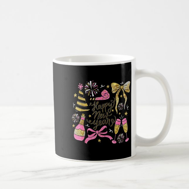 Coquette Happy New Year 2026 Champagne New Year's  Coffee Mug (Right)