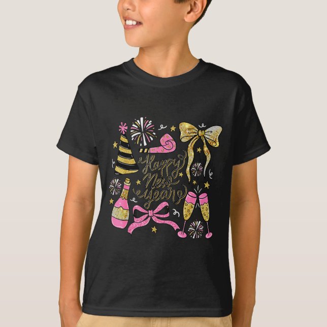 Coquette Happy New Year 2026 Champagne New Year's  T-Shirt (Front)