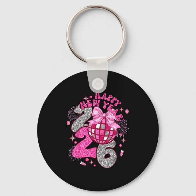 Coquette Happy New Year 2026 Party Matching Family Keychain (Front)