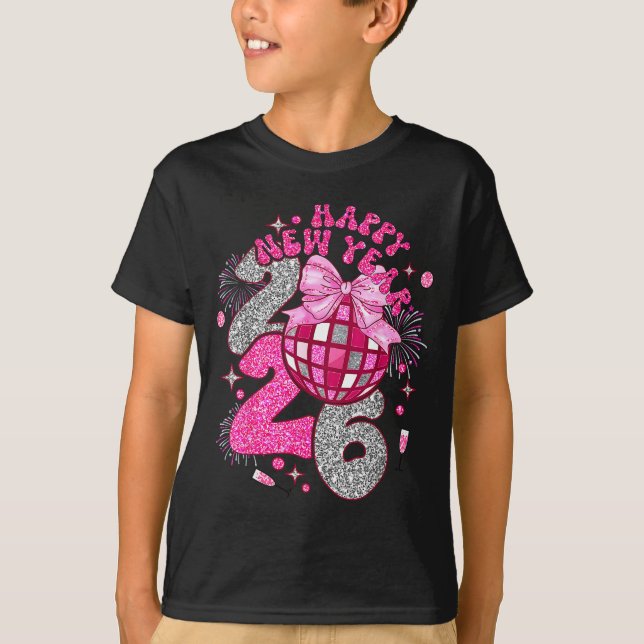 Coquette Happy New Year 2026 Party Matching Family T-Shirt (Front)