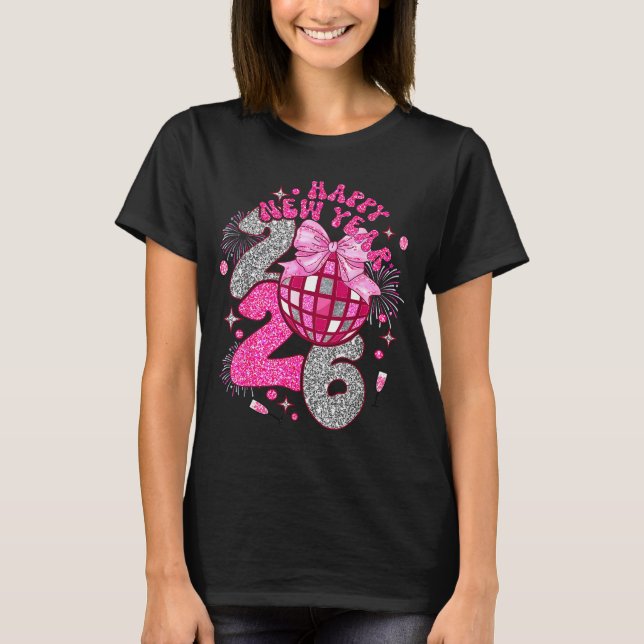 Coquette Happy New Year 2026 Party Matching Family T-Shirt (Front)