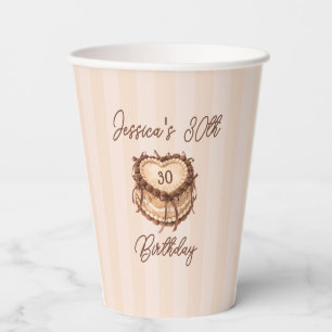 Coquette Heart Birthday Cake Paper Cups