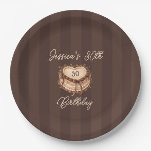 Coquette Heart Birthday Cake Paper Plate