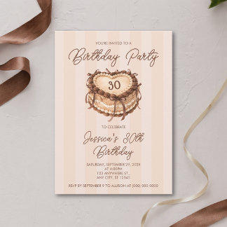 Coquette Heart Cake Birthday Invitation