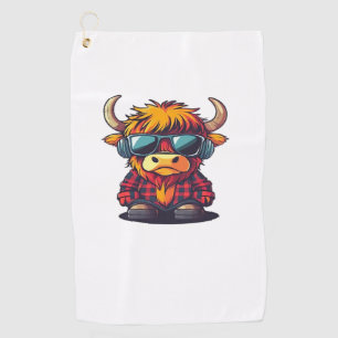 Coquette Highland Cow Bubblegum Tshirt Design, Hol Golf Towel