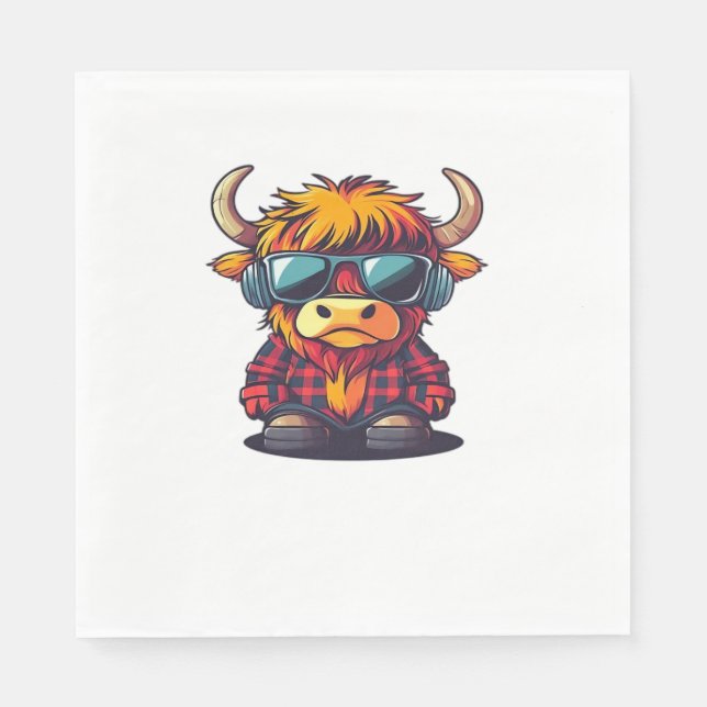 Coquette Highland Cow Bubblegum Tshirt Design, Hol Napkins (Front)