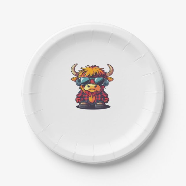 Coquette Highland Cow Bubblegum Tshirt Design, Hol Paper Plates (Front)