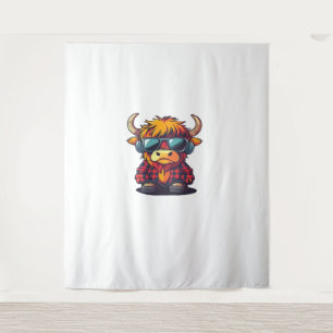Coquette Highland Cow Bubblegum Tshirt Design, Hol Tapestry