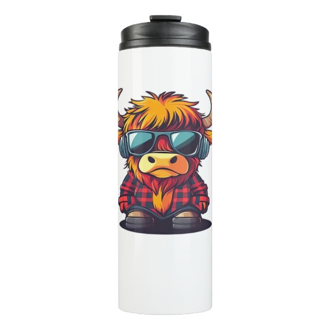 Coquette Highland Cow Bubblegum Tshirt Design, Hol Thermal Tumbler (Front)