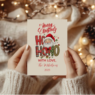 Coquette Ho Ho Ho Santa Christmas Holiday Card