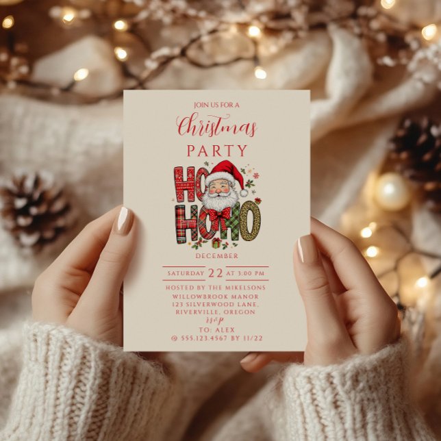 Coquette Ho Ho Ho Santa Christmas Invitation (Creator Uploaded)