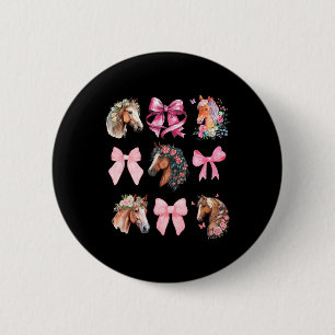 Coquette Horse Riding Wildflowers Equestrian Horse Button