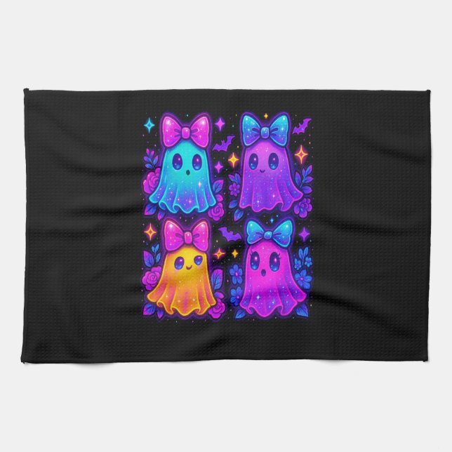 Coquette Iridescent Halloween Kitchen Towel (Horizontal)