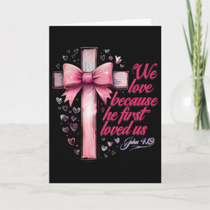 Coquette Jesus Valentine Cross Bow Christian Love Card