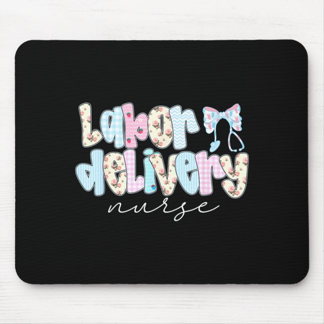 Coquette Labor And Delivery Nurse Crewneck, Bow St Mouse Pad (Front)