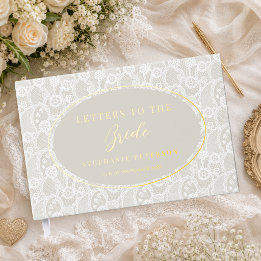Coquette Lace Ivory & White Letters to The Bride Foil Guest Book