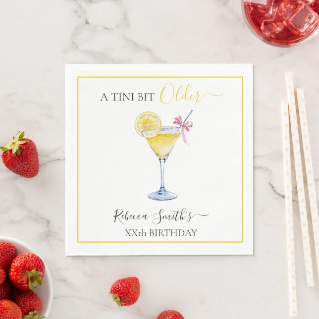 Coquette Lemon Cocktail A Tini Bit Older Birthday Napkins (Insitu)