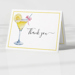 Coquette Lemon Cocktail Martini Letterpress Thank You Card