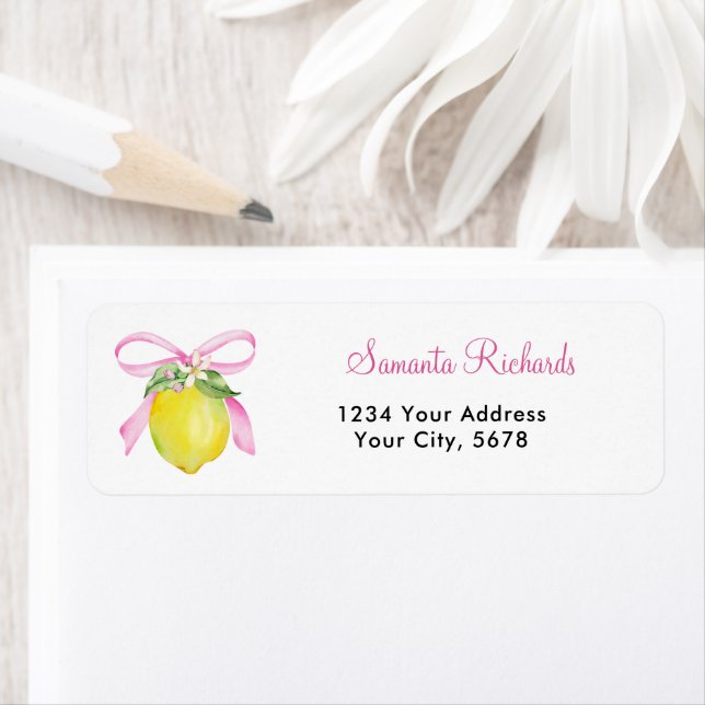 Coquette Lemon Pink Address Label (Insitu)