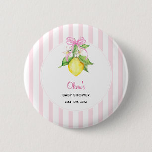 Coquette Lemon Pink Baby Shower Button