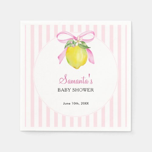 Coquette Lemon Pink Baby Shower Napkins