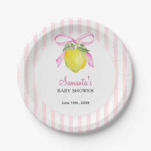 Coquette Lemon Pink Baby Shower Paper Plates