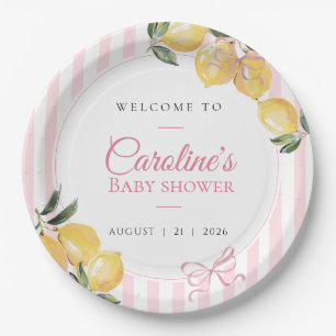 Coquette Lemon Pink Baby Shower Paper Plates