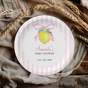 Coquette Lemon Pink Baby Shower Paper Plates