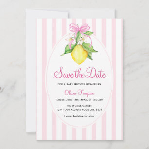 Coquette Lemon Pink Baby Shower Save the Date Invitation