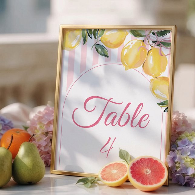Coquette Lemon Pink Baby Shower table number (Creator Uploaded)