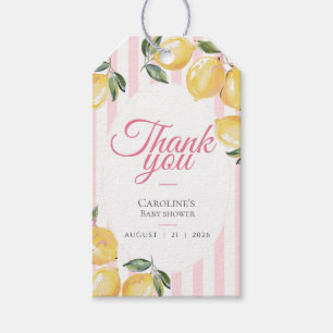 Coquette Lemon Pink Baby Shower thank you Gift Tags